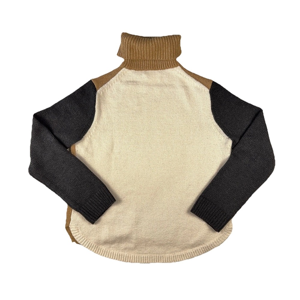 Velvet by Graham & Spencer Colorblock Turtleneck Sweater Womens L Camel Multi